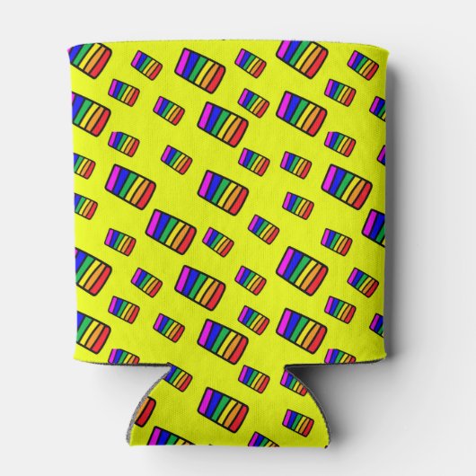 Funky Neon Rainbow Block Patroon Blikjeskoeler (Achterkant)