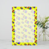 Funky Neon Rainbow Block Patroon Briefpapier (Staand voorkant)
