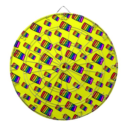 Funky Neon Rainbow Block Patroon Dartbord (Voorkant)