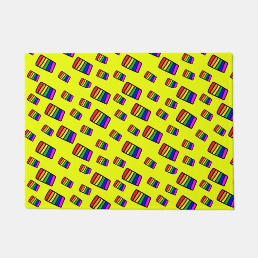 Funky Neon Rainbow Block Patroon Deurmat (Voorkant)