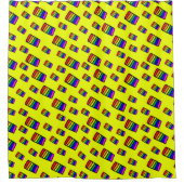 Funky Neon Rainbow Block Patroon Douchegordijn (Voorkant)