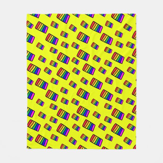 Funky Neon Rainbow Block Patroon Fleece Deken (Voorkant)
