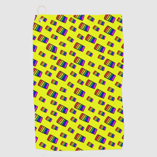 Funky Neon Rainbow Block Patroon Golfhanddoek (Voorkant)