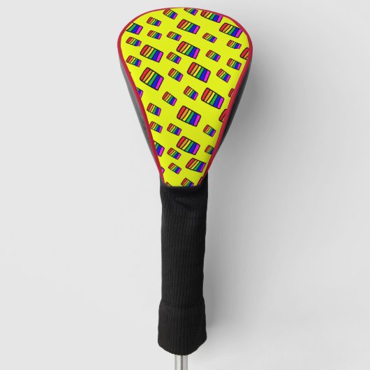 Funky Neon Rainbow Block Patroon Golfheadcover (Voorkant)