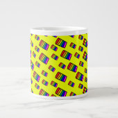 Funky Neon Rainbow Block Patroon Grote Koffiekop (Voorkant)