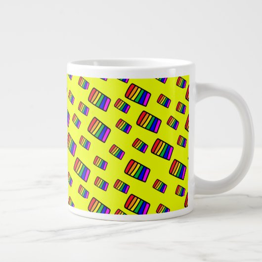 Funky Neon Rainbow Block Patroon Grote Koffiekop (Rechts)