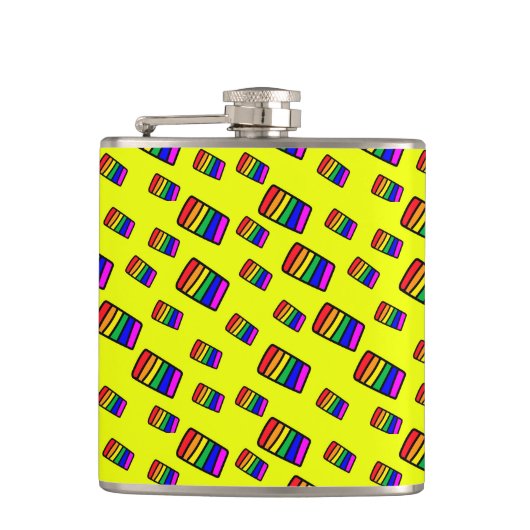 Funky Neon Rainbow Block Patroon Heupfles (Voorkant)
