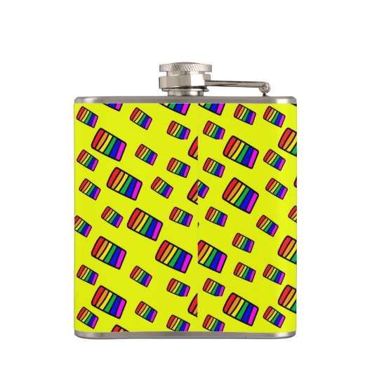 Funky Neon Rainbow Block Patroon Heupfles (Achterkant)