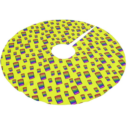 Funky Neon Rainbow Block Patroon Kerstboom Rok (Gekanteld)