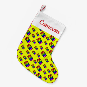 Funky Neon Rainbow Block Patroon Kleine Kerstsok