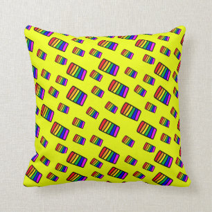 Funky Neon Rainbow Block Patroon Kussen