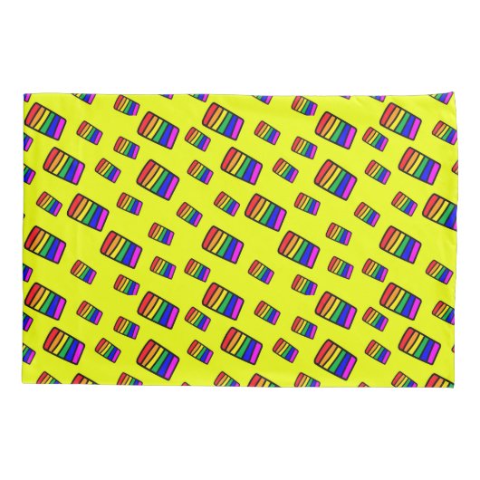 Funky Neon Rainbow Block Patroon Kussensloop (Achterkant-Links)