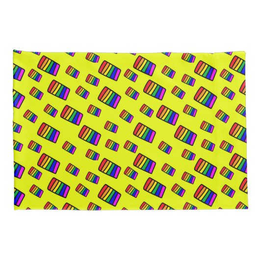 Funky Neon Rainbow Block Patroon Kussensloop (Achterkant-Rechts)