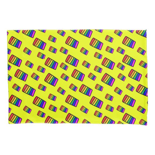 Funky Neon Rainbow Block Patroon Kussensloop (Voorkant-Links)