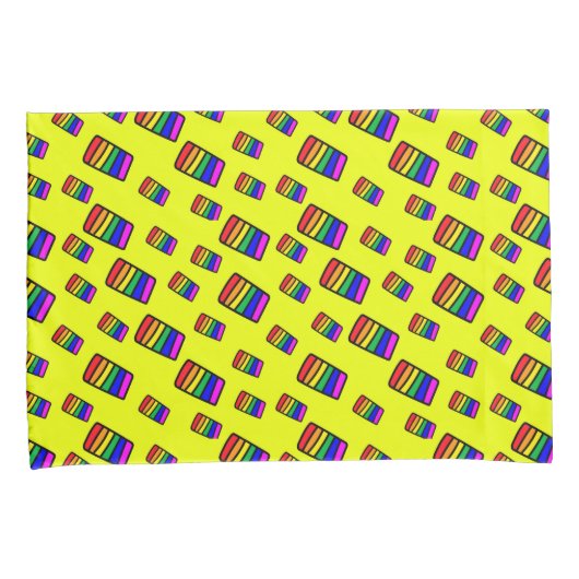 Funky Neon Rainbow Block Patroon Kussensloop (Voorkant-Rechts)