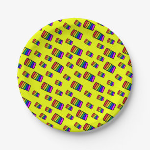 Funky Neon Rainbow Block Patroon Papieren Bordje