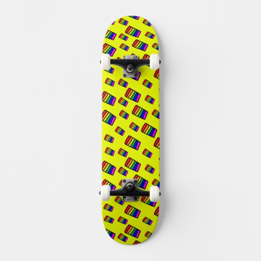 Funky Neon Rainbow Block Patroon Persoonlijk Skateboard (Voorkant)