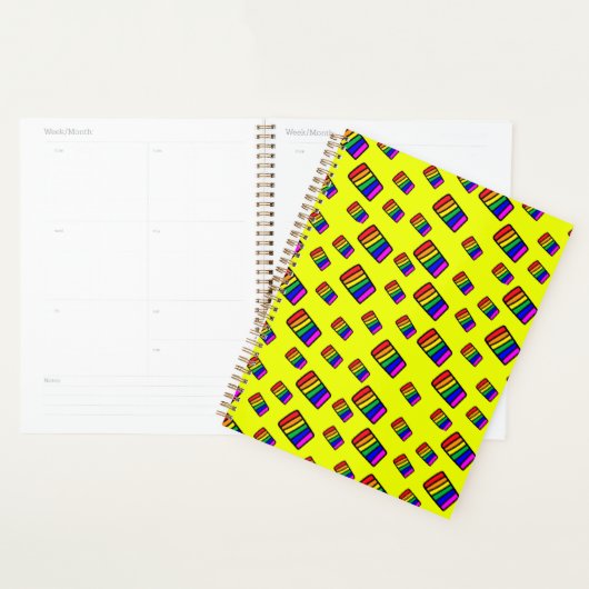 Funky Neon Rainbow Block Patroon Planner (Display)