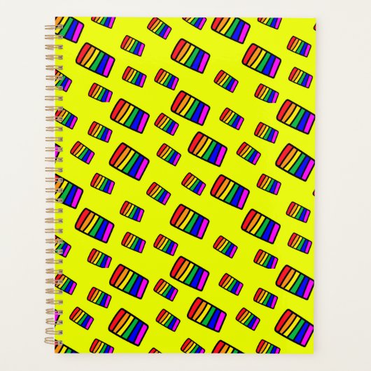 Funky Neon Rainbow Block Patroon Planner (Voorkant)