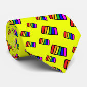 Funky Neon Rainbow Block Patroon Stropdas (Opgerold)