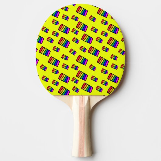 Funky Neon Rainbow Block Patroon Tafeltennisbatje (Voorkant)