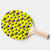 Funky Neon Rainbow Block Patroon Tafeltennisbatje (Zijkant)