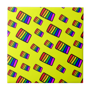 Funky Neon Rainbow Block Patroon Tegeltje