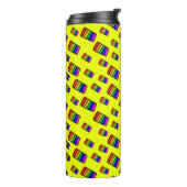 Funky Neon Rainbow Block Patroon Thermosbeker (Gedraaid links)