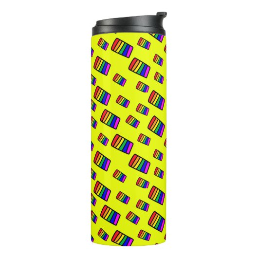 Funky Neon Rainbow Block Patroon Thermosbeker (Gedraaid links)