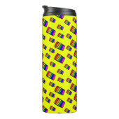 Funky Neon Rainbow Block Patroon Thermosbeker (Geroteerd rechts)