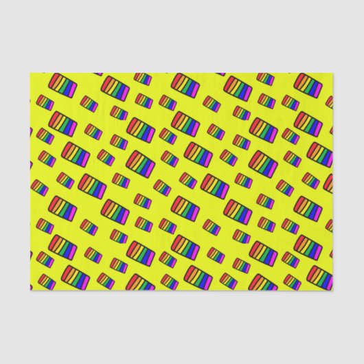 Funky Neon Rainbow Block Patroon Tissuepapier (Voorkant)