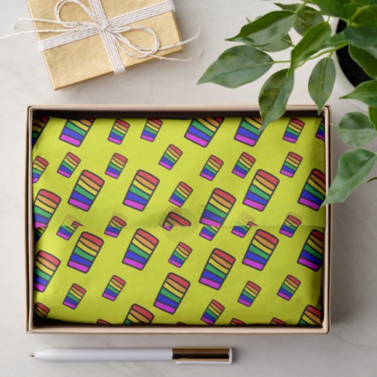 Funky Neon Rainbow Block Patroon Tissuepapier (Geschenk)