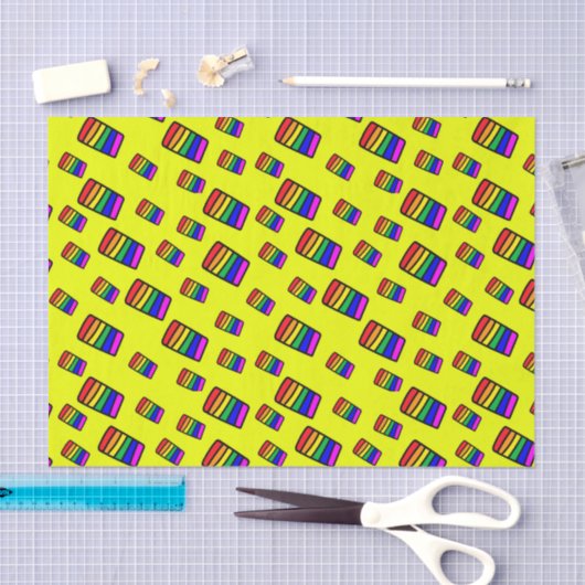 Funky Neon Rainbow Block Patroon Tissuepapier (Craft)