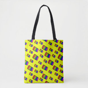 Funky Neon Rainbow Block Patroon Tote Bag