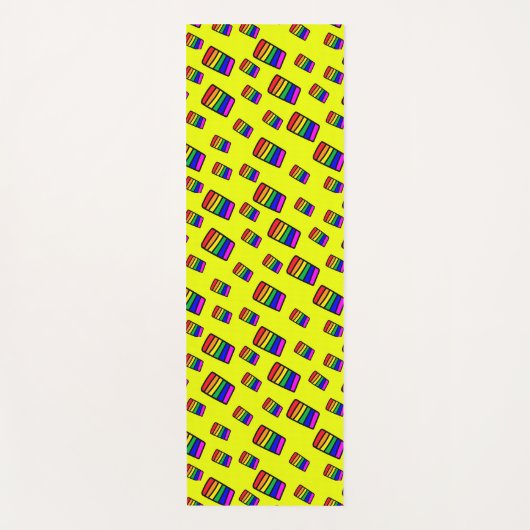Funky Neon Rainbow Block Patroon Yogamat (Voorkant)