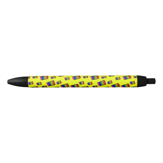 Funky Neon Rainbow Block Patroon Zwarte Inkt Pen (Voorkant)
