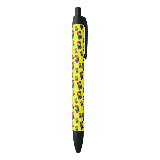Funky Neon Rainbow Block Patroon Zwarte Inkt Pen (Achterkant (Verticaal))