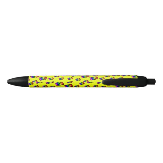 Funky Neon Rainbow Block Patroon Zwarte Inkt Pen (Achterkant)