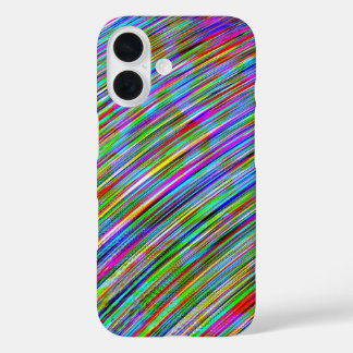 Funky Neon Rainbow Curved Lines iPhone 16 Hoesje