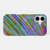 Funky Neon Regenboog Gebogen Lijnen iPhone 16 Hoesje (Achterkant horizontaal)