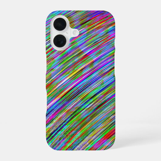 Funky Neon Regenboog Gebogen Lijnen iPhone 16 Hoesje (Achterkant)