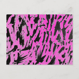 Funky Neon roze en zwart print Briefkaart