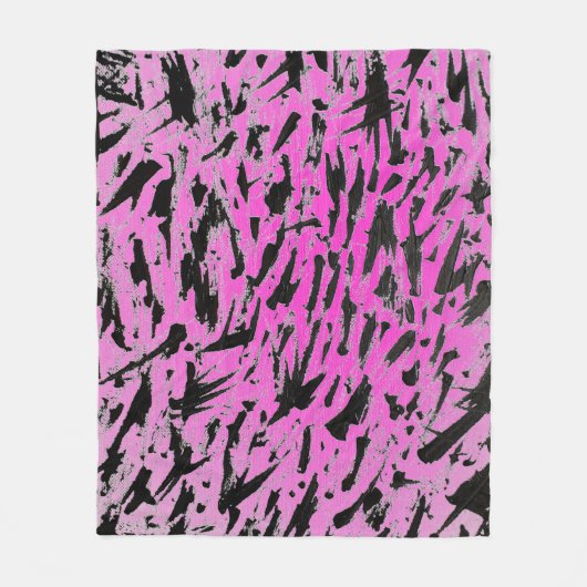 Funky Neon roze en zwart print Fleece Deken (Voorkant)