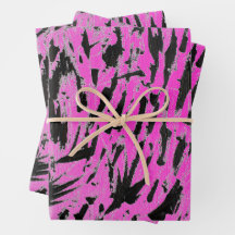 Funky Neon roze en zwart print