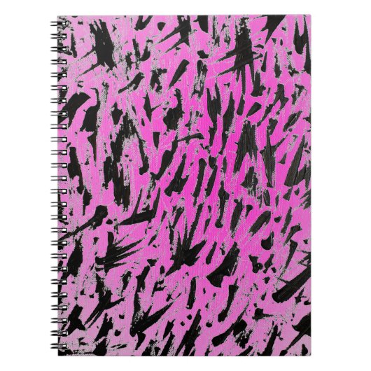 Funky Neon roze en zwart print Notitieboek (Voorkant)