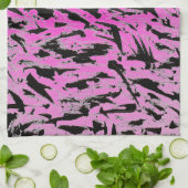 Funky Neon roze en zwart print Theedoek (Gevouwen)