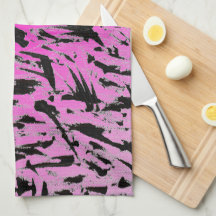 Funky Neon roze en zwart print