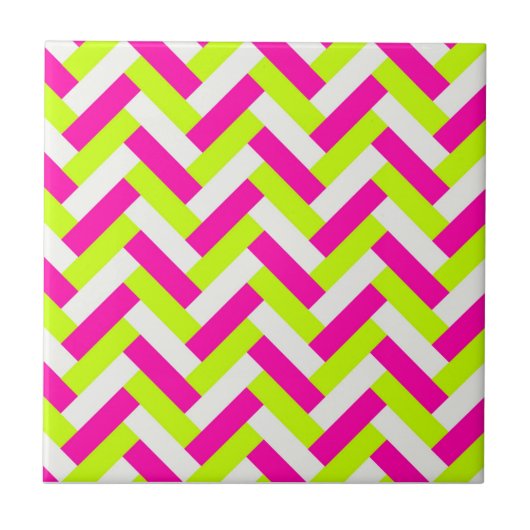 Funky Neon Weaved Zigzag Chevron Andes Tegeltje (Voorkant)