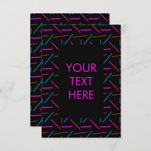 Funky Neon Zigzag Pattern 90s Style Kaart (Voorkant / Achterkant)