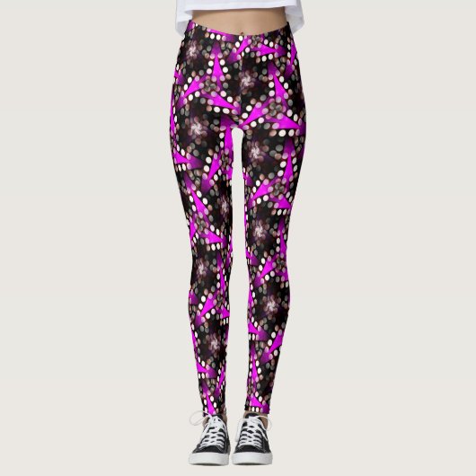 Funky Noir Heet Roze Leggings ★ Psydefx★ (Voorkant)